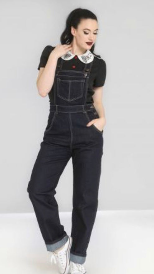 Hell Bunny Elly May Dungarees Blue