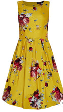 Load image into Gallery viewer, Annie Yellow Floral Swing Dress