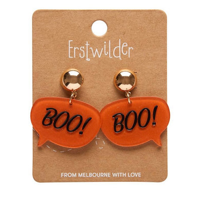 Erstwilder Boo Glitter Statement Earrings Orange