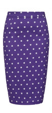 Load image into Gallery viewer, Collectif Polly Pretty Polka Pencil Skirt Purple