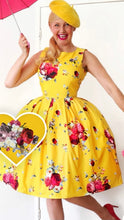 Load image into Gallery viewer, Annie Yellow Floral Swing Dress