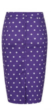 Load image into Gallery viewer, Collectif Polly Pretty Polka Pencil Skirt Purple