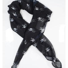 Load image into Gallery viewer, Unique Vintage Black &amp; White Skull Print Hair Scarf