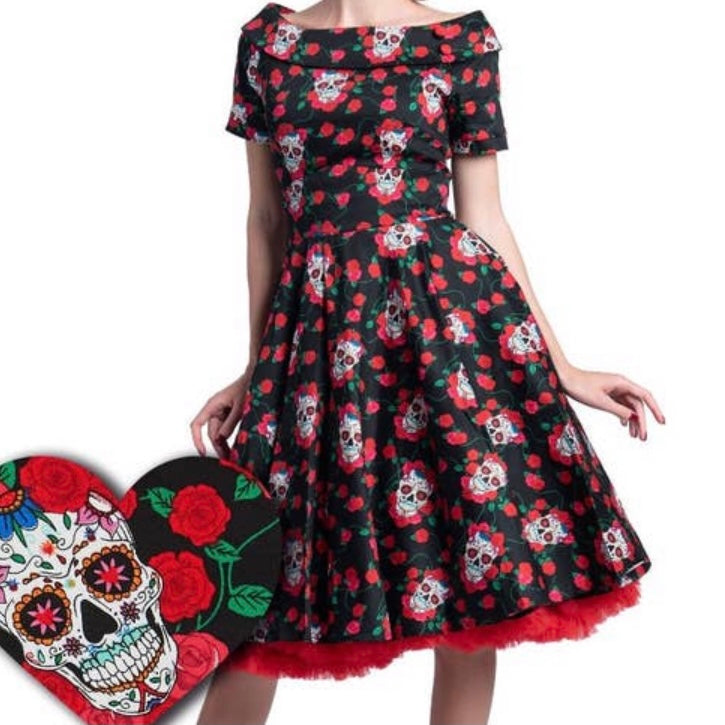 Rockabilly Skulls & Roses Darlene Swing Dress