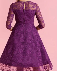 Madeline Long Sleeved Purple Lace Dress