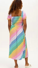 Load image into Gallery viewer, Sugarhill Bridge Jolene Midi Shirred Dress - Multi, Rainbow Checkerboard