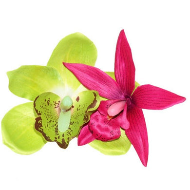 Lime Green & Cerise Orchid Hair Flower