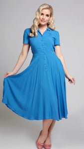 Gayle Plain Blue Swing Dress