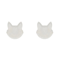 Load image into Gallery viewer, Erstwilder Cat Head Ripple Resin Stud Earrings White
