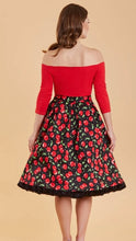 Load image into Gallery viewer, Carolyn Box Pleat Skirt Cherry Print