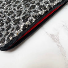 Load image into Gallery viewer, Silver Leopard Glitter Clutch Bag