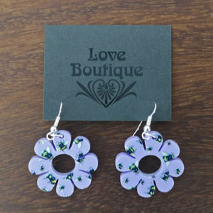 Flower Bee Earrings Lilac