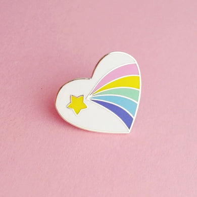 Vintage Eraser Rainbow Heart Enamel Pin