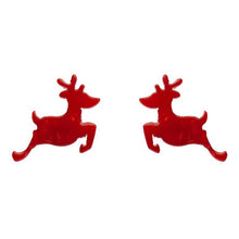 Load image into Gallery viewer, Erstwilder Reindeer Ripple Resin Stud Earrings Red