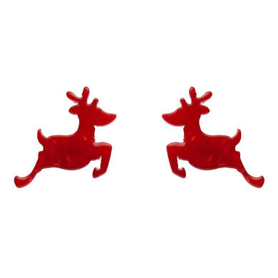 Erstwilder Reindeer Ripple Resin Stud Earrings Red