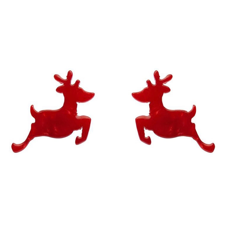 Erstwilder Reindeer Ripple Resin Stud Earrings Red