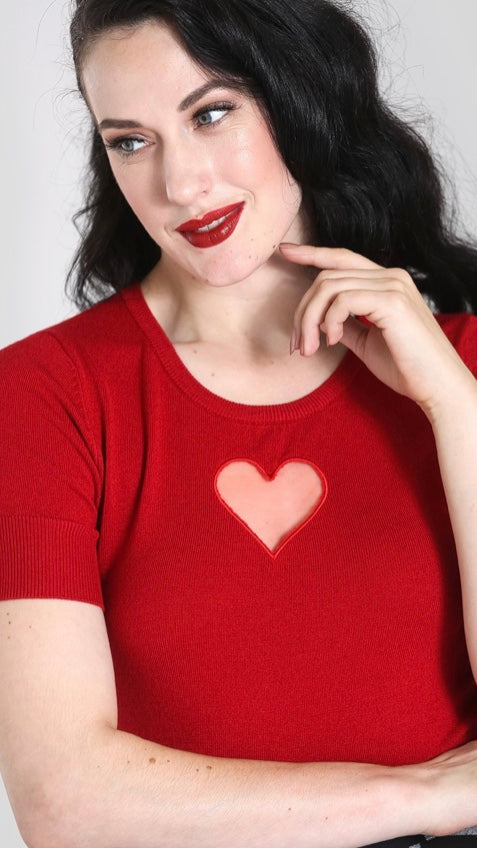 Hell Bunny Heart Top Red