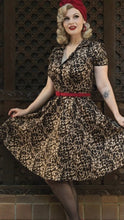 Load image into Gallery viewer, Penelope Rockabilly Leopard Print Shirt Dress