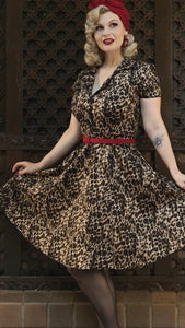 Penelope Rockabilly Leopard Print Shirt Dress