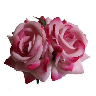 Small Double Roses Hair Flower Light Pink