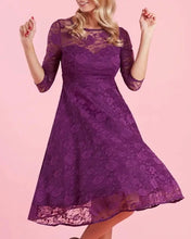 Load image into Gallery viewer, Madeline Long Sleeved Purple Lace Dress