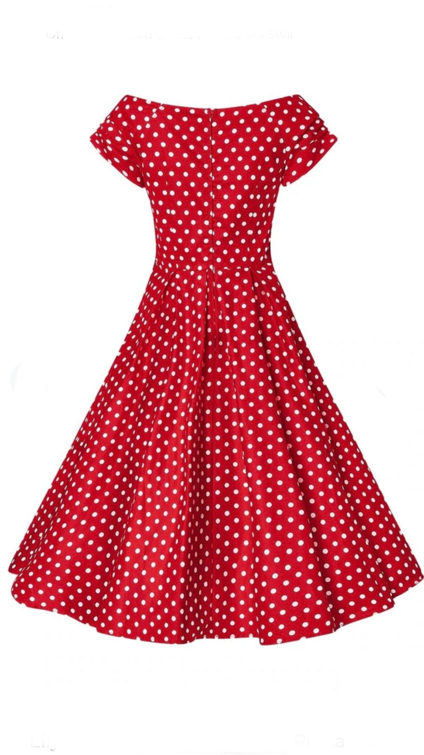 Polka dot off the hotsell shoulder dresses