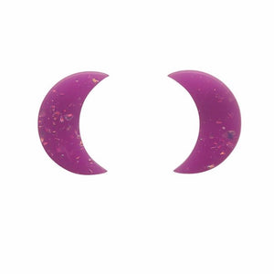 Erstwilder Crescent Moon Solid Glitter Resin Stud Earrings Purple